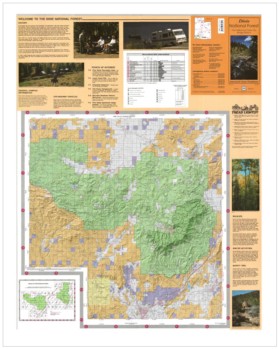 Dixie National Forest Pine Valley Ranger District Map by US Forest ...
