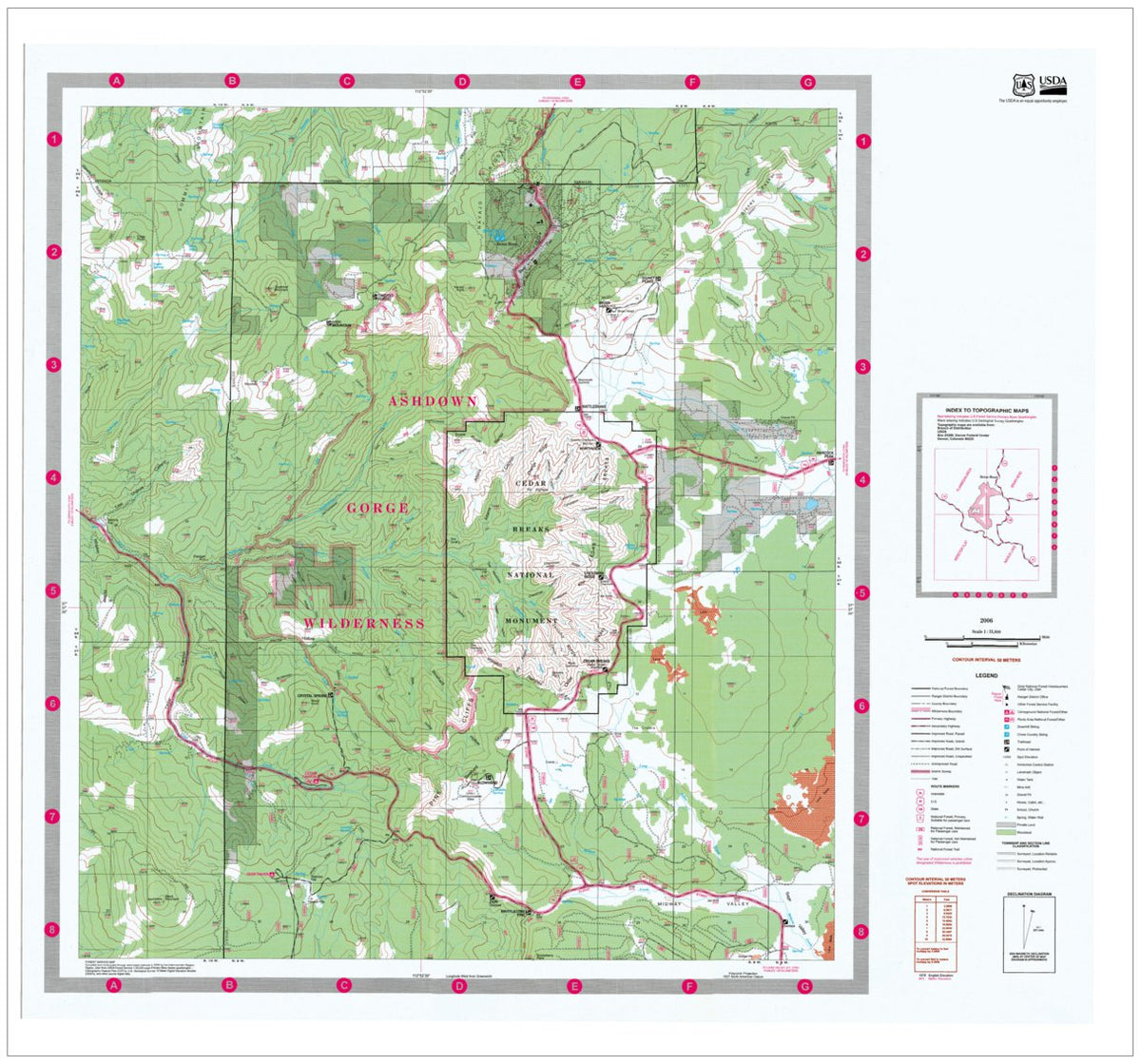 Ashdown Gorge Wilderness Dixie NF 2006 Map by US Forest Service R4 ...