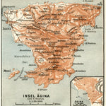 Aegina isle map, Aegina city map, 1908
