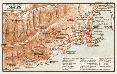 Ajaccio vicinity map, 1913
