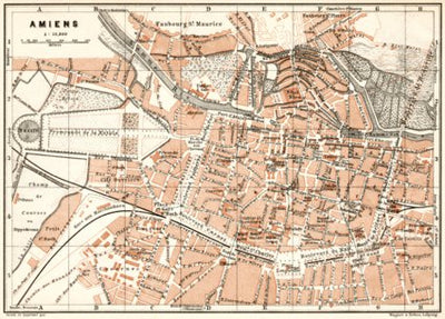 Amiens city map, 1909