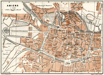 Amiens city map, 1913
