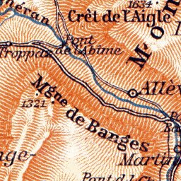 Bauges Mountains map, 1900