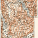 Annecy (Annesy-les-Bauges) environs map, with plan of Chambéry, 1902