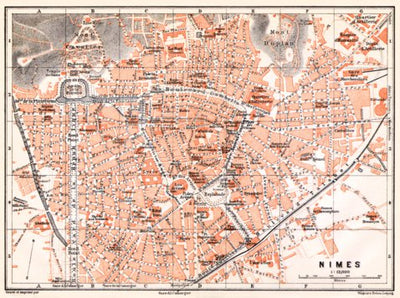 Nîmes city map, 1913 (1:16,000 scale)