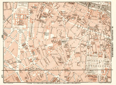 Central Paris districts map: Invalides and Luxembourg, 1903