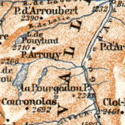 Ossau and Azun River valleys´ map, 1902