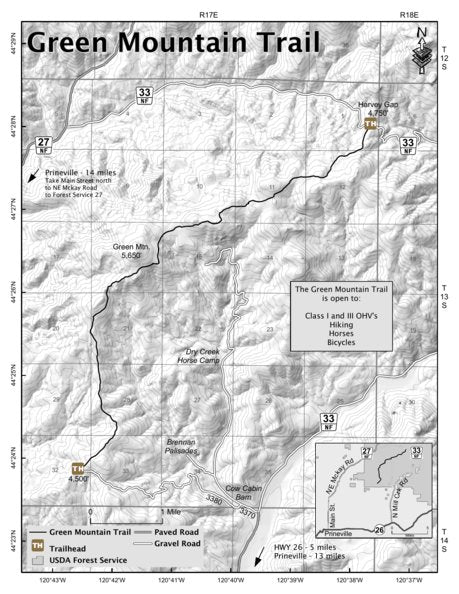 Ochoco National Forest COHVOPS Green Mountain OHV Trail Map by