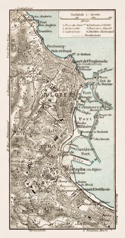 Algiers (al-Jazā’er). Map of the nearer environs of Algiers, 1913