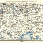 Railway map of Tyrol (Tirol) and Salzkammergut, 1911