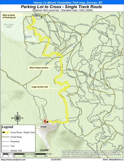 Tzouhalem Cross Route (Single Track) Map - Heavy-J