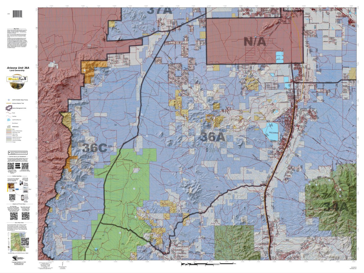 HuntData Arizona Land Ownership Unit 36A Map by HuntData LLC