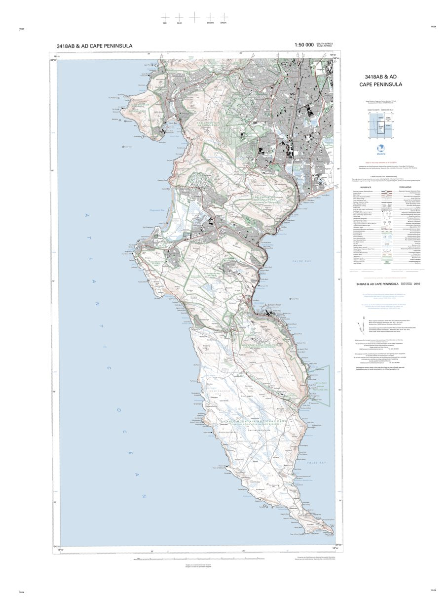 3418AB & 3318AD CAPE PENINSULA Map by Chief Directorate: National Geo ...