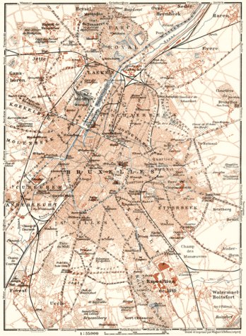 Brussels and environs map, 1909