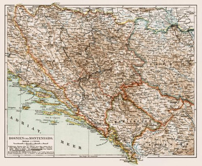 Map of Bosnia and Montenegro, 1903 (first version)