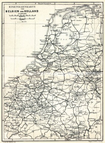 Belgium and Holland, railway map, 1904
