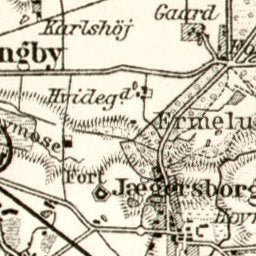 Dyrehave and environs map (Jægersborg Dyrehave in Copenhagen), 1911