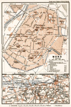 Mons environs map, 1909