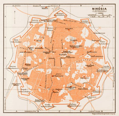 Nikosia (Lefkosia, Lefkoşa) town plan, 1914