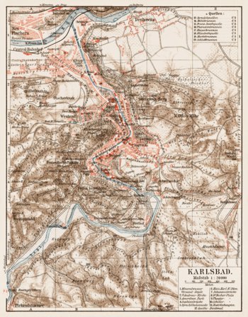 Karlsbad (Karlový Vary) town plan, 1903