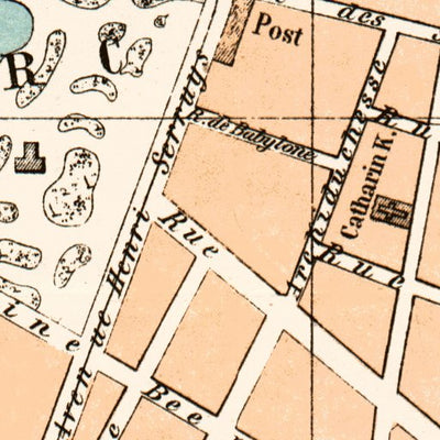 Ostend (Ostende) town plan, 1908
