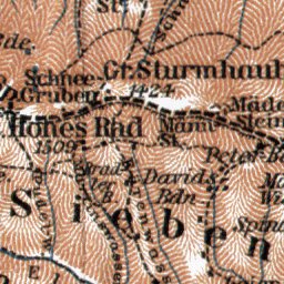 Karkonosze (Krkonoše, Riesengebirge) mountains map, 1911