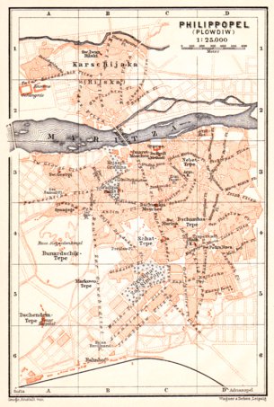 Philippopel (Plovdiv, Пловдивъ) town plan, 1906 Map by Waldin | Avenza Maps