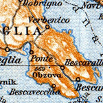 Istria and Dalmatian coast at Bossoglina (Marina) map, northern part, 1911
