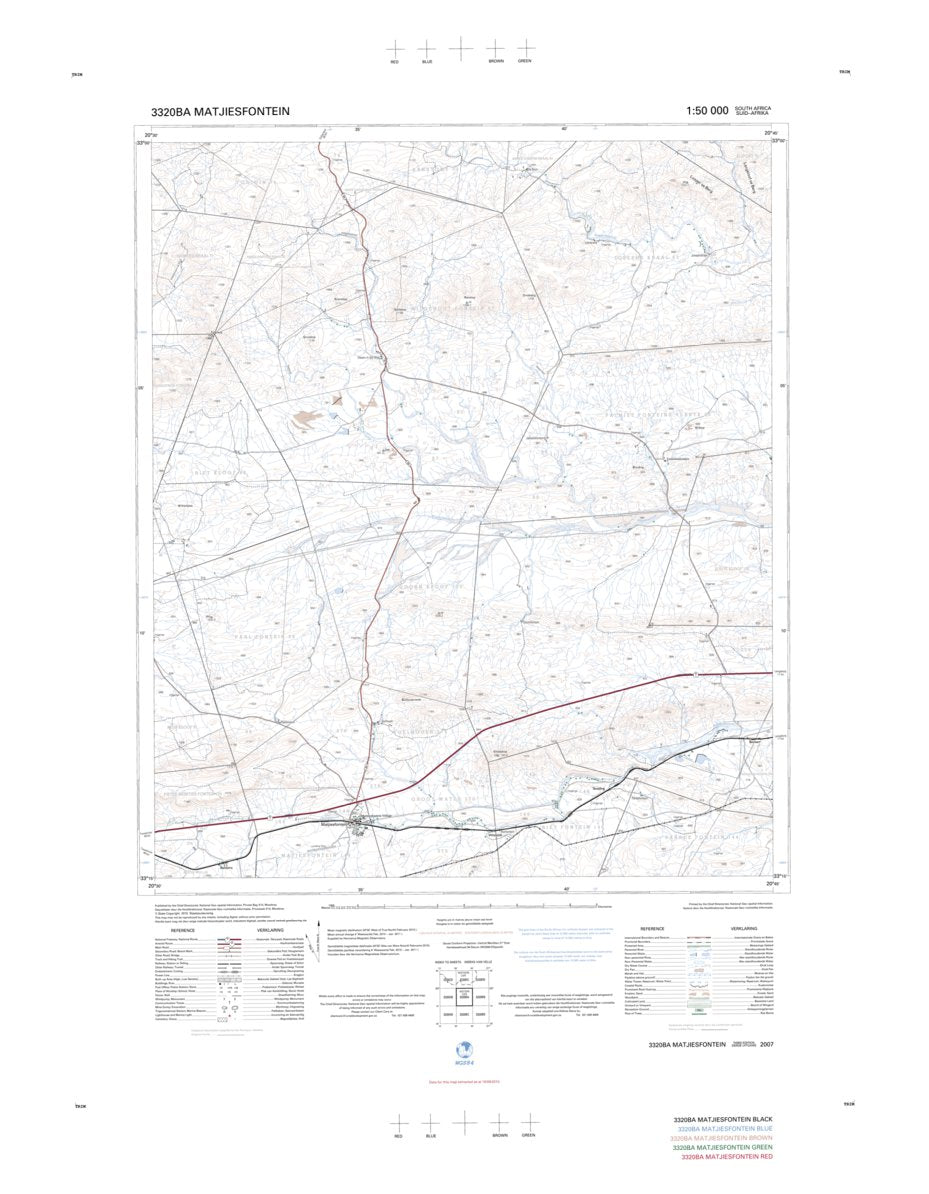 3320BA MATJIESFONTEIN Map by Chief Directorate National Geospatial