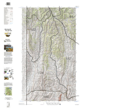 HuntData Wyoming Topo Map for Elk Unit 104