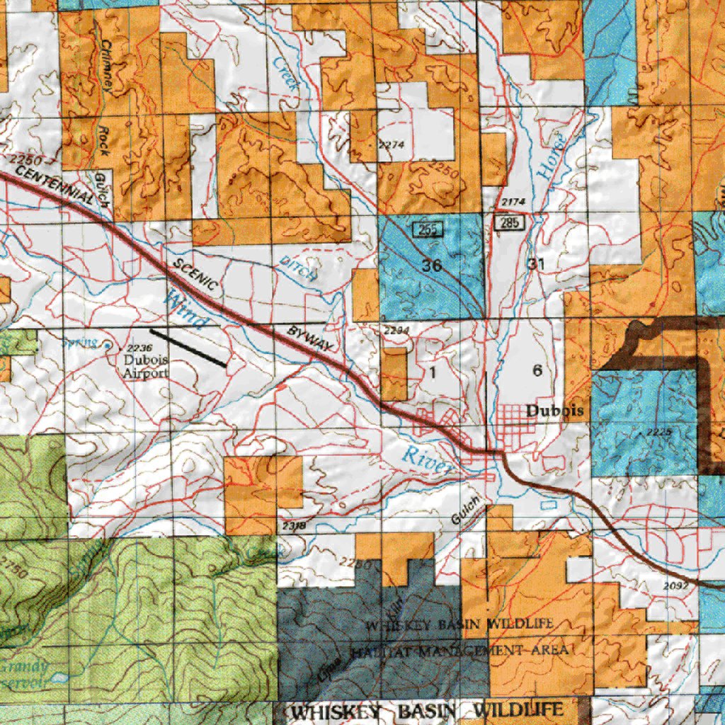 HuntData Wyoming Land Ownership Map for Mule Deer Unit 129 by HuntData