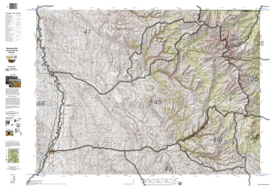 Flagg Ranch Map HuntData Wyoming Topo Map for Elk Unit 46 by HuntData LLC | Avenza Maps