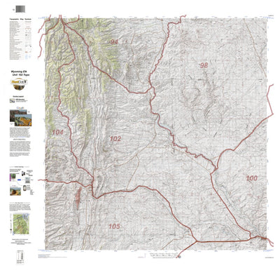 HuntData Wyoming Topo Map for Elk Unit 102
