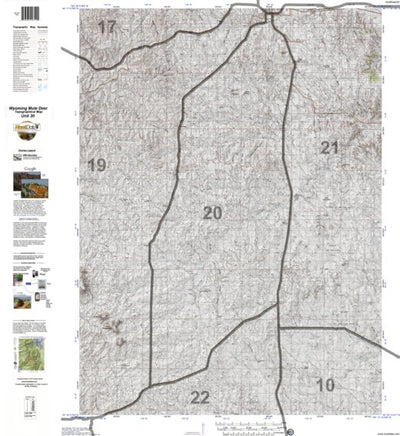 HuntData Wyoming Topo Map for Mule Deer Unit 20
