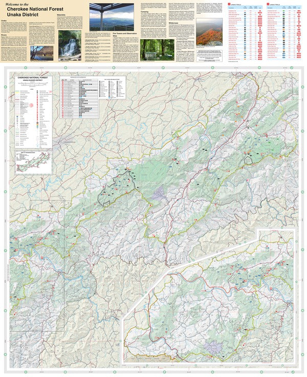 Unaka Blue Ridge Cherokee National Forest, Unaka District, Forest Visitor Map, FVM by US ...