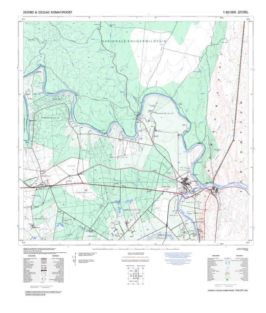 2531BD, 2532AC KOMATIPOORT Map by Chief Directorate: National Geo