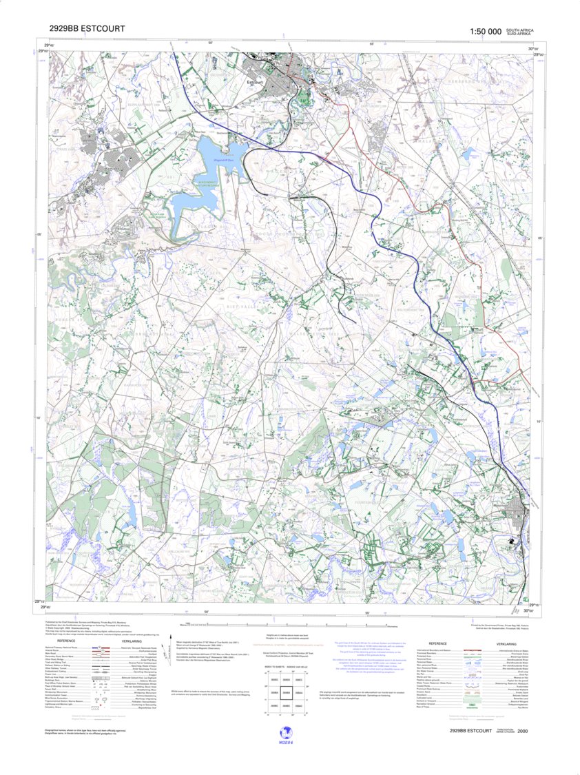 2929BB ESTCOURT Map By Chief Directorate National Geo spatial 2929bb-estcourt-map-by-chief-directorate-national-geo-spatial