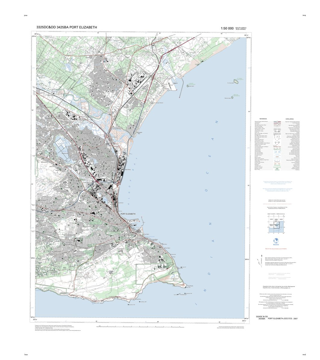 3325DC, DD, 3425BA PORT ELIZABETH Map by Chief Directorate: National ...