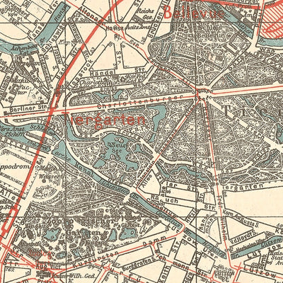 Berlin city map, 1909 (Kiessling´s Kleiner Verkehrsplan von Berlin mit Vororten)