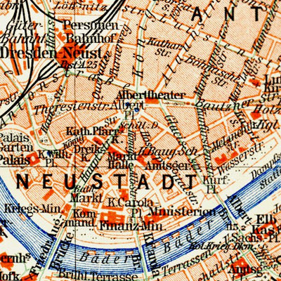 Dresden city map, 1908