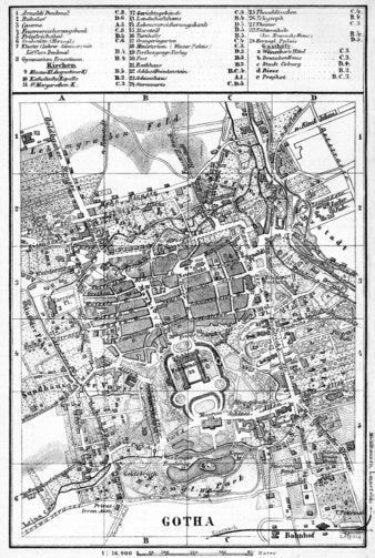Gotha city Map, 1887 by Waldin | Avenza Maps