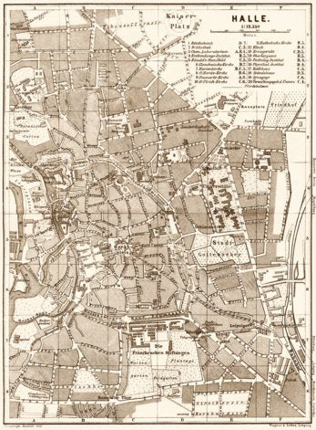 Halle city map, 1887