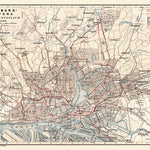 Hamburg and Altona city map (with tramway), 1911