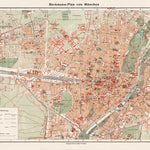 München (Munich) city map, 1910