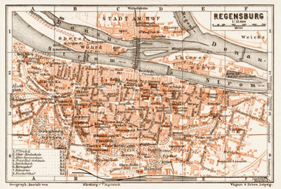 Regensburg city map, 1909
