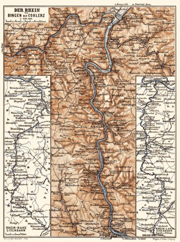 Map of the Course of the Rhine from Bingen to Coblenz, 1887