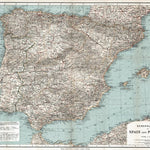 Spain and Portugal General Map, 1913