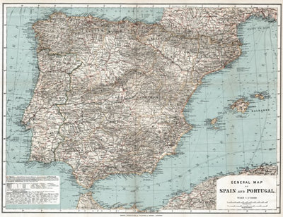 Spain and Portugal General Map, 1913