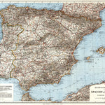 Spain and Portugal. General map, 1929