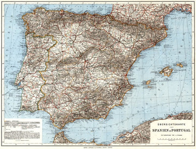 Spain and Portugal. General map, 1929